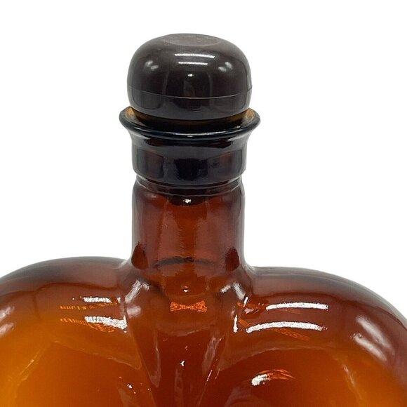 Paul Mason Amber Heart Shaped Empty Bottle with Stopper Vintage 8.5 inches - Picture 3 of 6